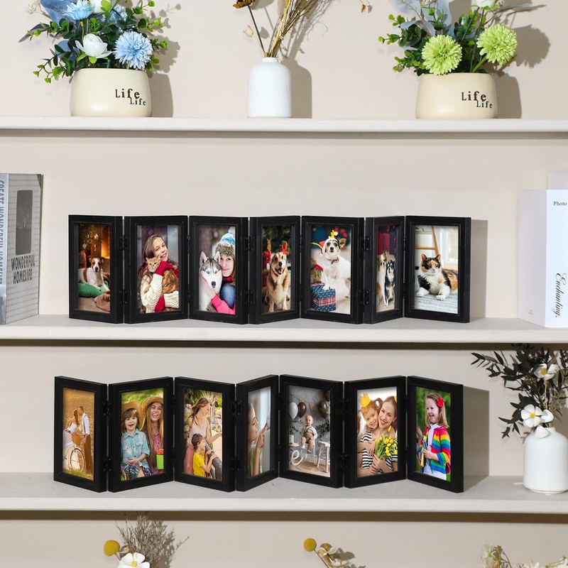 Sintuff 2 Pack 7 Folding 4x6in Hinged Picture Frame Foldable