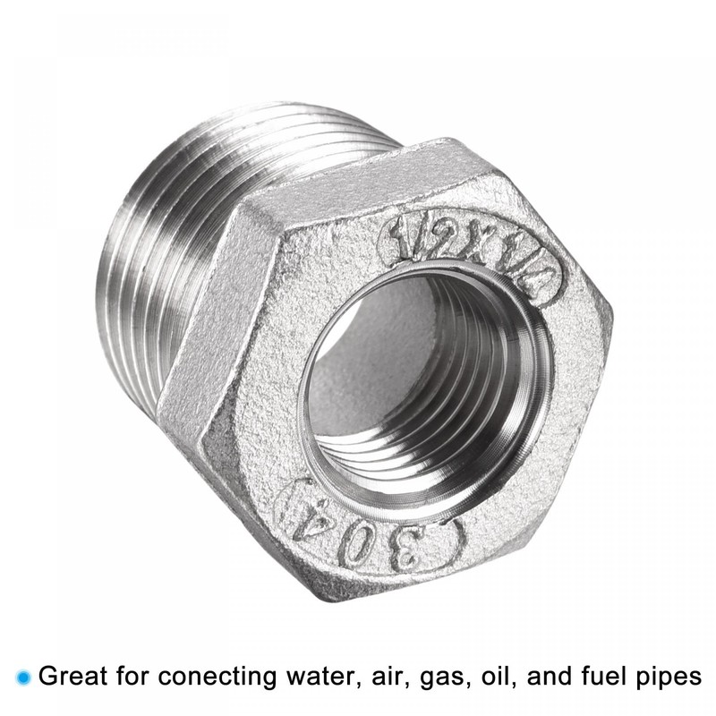 sourcing map Reducer Hex Bushing, 1/2 PT Male to 1/4