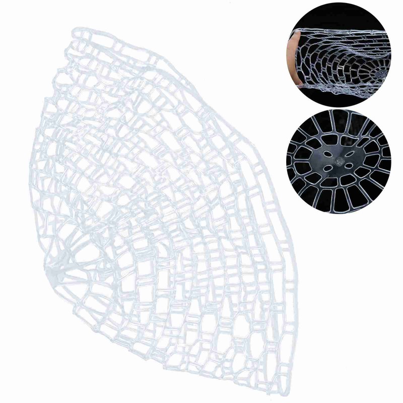 Outdoor Fly Fishing Landing Net Clear Rubber Replacement Mesh Bag(Mudium)