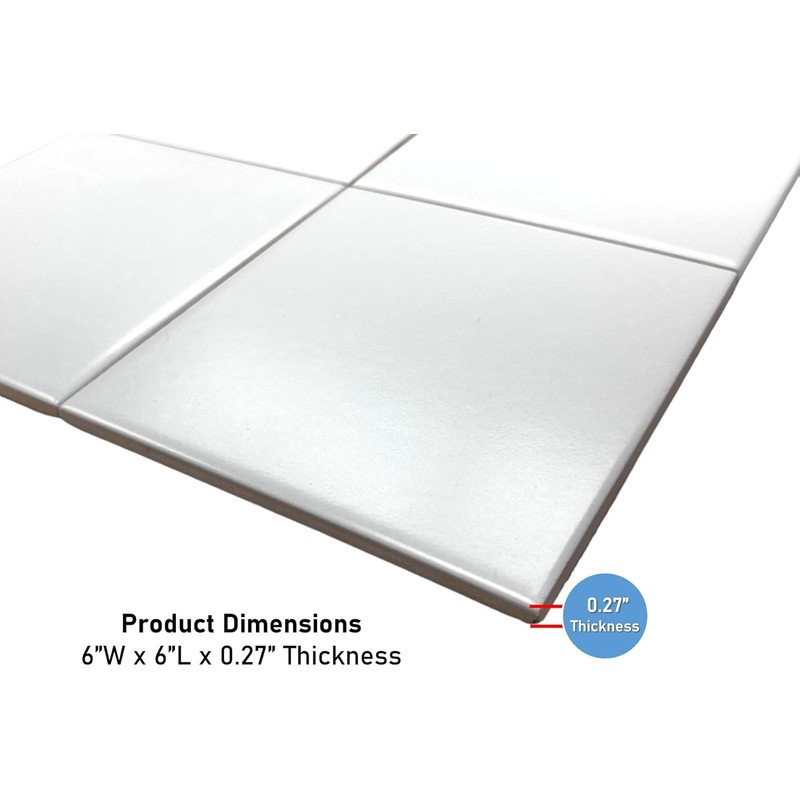 Tenedos 6x6 Matte White Ceramic Wall Tile – Square 6