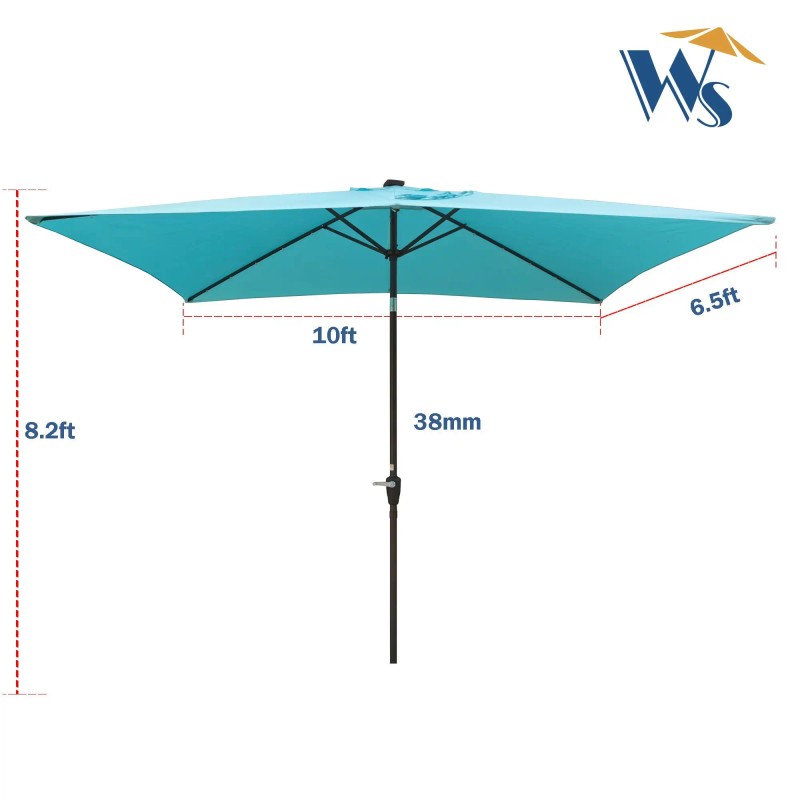 10 X 6.5t Rectangular LED Lighted Patio Umbrellas for Garden