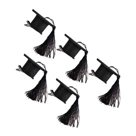 PACKOVE 5pcs Mini Doctoral Graduation Hat Hair Clips Black Tassel Barrettes for Adult Party Hair Accessories Novelty Design Bachelor Cap Decoration
