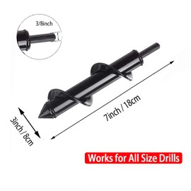 Wopanxye 8x18cm Garden Drill Digger, Soil Cultivator Drill Bit, 3/8" Hex Shank, Flower Bulb Planter Auger for Digging Holes Deep Cultivating, DIY Tool for Planting Trees Shrubs, Post Hole Bulb Digger