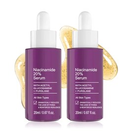 2PC 20% Niacinamide Vitamin B3 Concentrated Serum, Sérum Antienvejecimiento, Serum Facial con Niacinamida, Extracto de Té Verde,Minimiza los Poros, Inhibe la Melanina