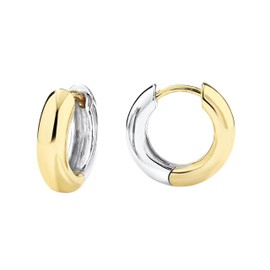ZOYA JEWELRY DESIGN 18K White and Gold-Plated pure 925 Sterling Silver Hypoallergenic cute Hoop Earrings for Women - Trendy TikTok Jewelry (White &gold hoop)