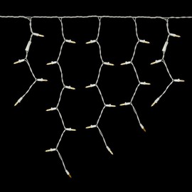 Vickerman 70-Light LED Warm White White Wire M5 Icicle End Connecting Set with 9-Feet Length