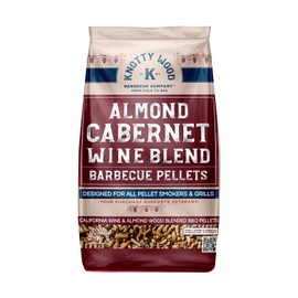 Knotty Wood Barbecue Almond Cabernet Cooking Pellets BBQ Smoker Red Wine Oak Blend 100% Pure Natural Almond Wood No Fillers Oils or Additives Two 20# Bags, 40 lbs Total