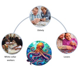 WETUFIN - Wooden Jigsaw Puzzles for Adults, Octopus Style Wooden Jigsaw Puzzles Large Size Puzzles Unique Shape, Gifts for Birthday Christmas New Years Family Games Stress Relief Game