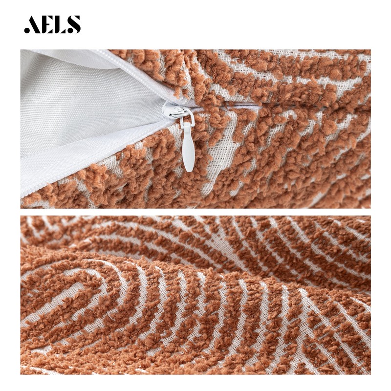 AELS Boho Decorative Textured Throw Pillow Covers 18x18, Organic Modern