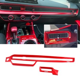 Interior Dashboard Center Console AC Air Vent Outlet Cover for Honda Civic 11th Gen 2022 2023 2024 2025 Sedan Hatchback LX EX EX-L Sport Touring(Red)