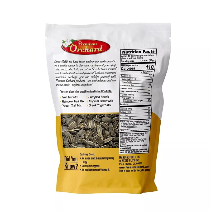 Mixed Nuts Inc. 3 PACK PREMIUM ORCHARD SUNFLOWER SEEDS ROASTED