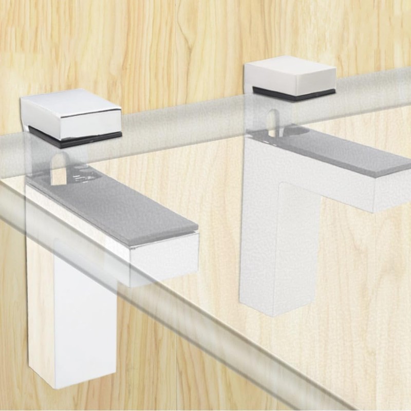 Wolfride 4 Count Silver Zinc Alloy Glass Shelf Wall Mount