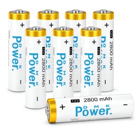 DMK POWER AA Rechargeable Batteries, 8 Pack, 2800mAh, 1.2V NiMH