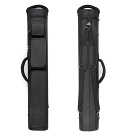 TROUFY 12-Hole Premium Nylon Pool Cue Case – Holds 8 Shafts & 4 Butts, Durable Double Shoulder Strap Design with 3 External Pockets (Black/Blue) (Black)