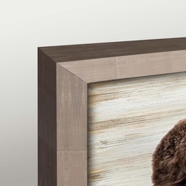 Brown Bear Framed Wall Art - Wildlife Picture Wild Animals Painting Wooden Artwork Rustic Farmhouse Decor for Bedroom Kitchen