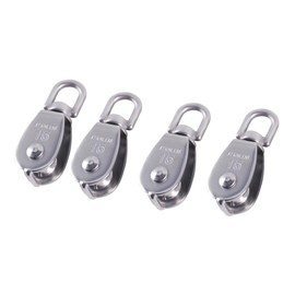 TIOMIOSEA Swivel Roller, Pack of 4, 15 mm, 304 Stainless Steel Single Pulley Block, M15 Block Pulley System, Stainless Steel Block Cable Pulley for Ropes, Hanging Wires, Maximum Load Capacity 35 kg