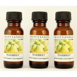 Crazy Candles Pearberry 3 Bottles 1/2 FL Oz Each (15ml) Premium Grade Scented Fragrance Oil (Clean pear and Juicy, Plump Berries)