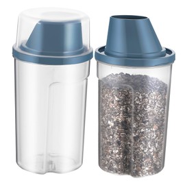 HANABASS 2pcs Airtight Pet Food Storage Container, Plastic Pet Food Bin with Seal Lid Dry Food Sealed Bucket Pour Spout Measuring Cup for Cat Dog Treats Storage Supplies
