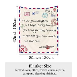Granddaughter Gift from Grandma Grandad Bed Throw Blankets 130x150cm for Granddaughter - Granddaughter Blanket Birthday Gift Reminder Gift I Love You Gift (GRANDDAUGHTER-2)