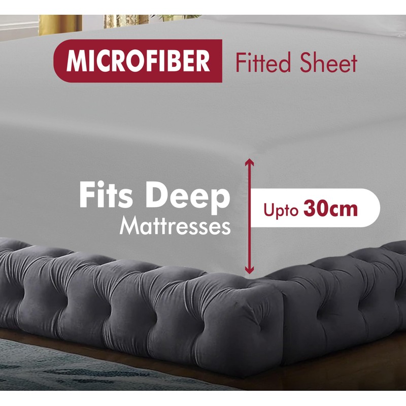 Microfibre Fitted Sheet 30cm Deep Pocket Bed Sheet Soft Brushed