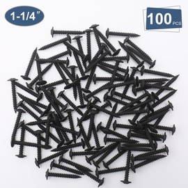 JEGONFRI 100pcs #8 × 1-1/4” Modified Truss Head Wood Screws, Phillips Drive, Black Wood Screws, Screws with Screwdriver Bit