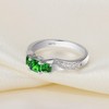 YL Women's Sterling Silver Clear Created Emerald 3-stone Princess Cut