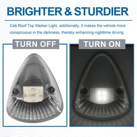 Fullux Black Lens LED Cab Roof Marker Lights fit Ford/Dodge Ram/GMC/Toyota Pickups Trucks SUV POV w/Top Clearance Lights White Lights 5Pcs