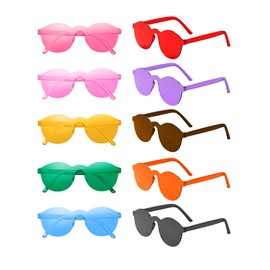 Kimimara Party Heart Glasses Sunglasses - Heart Glasses Party Glasses Retro Costume Glasses for Children Boys Girls Men Women 70s 80s 90s Birthday Party Carnival Accessories - Pack of 10