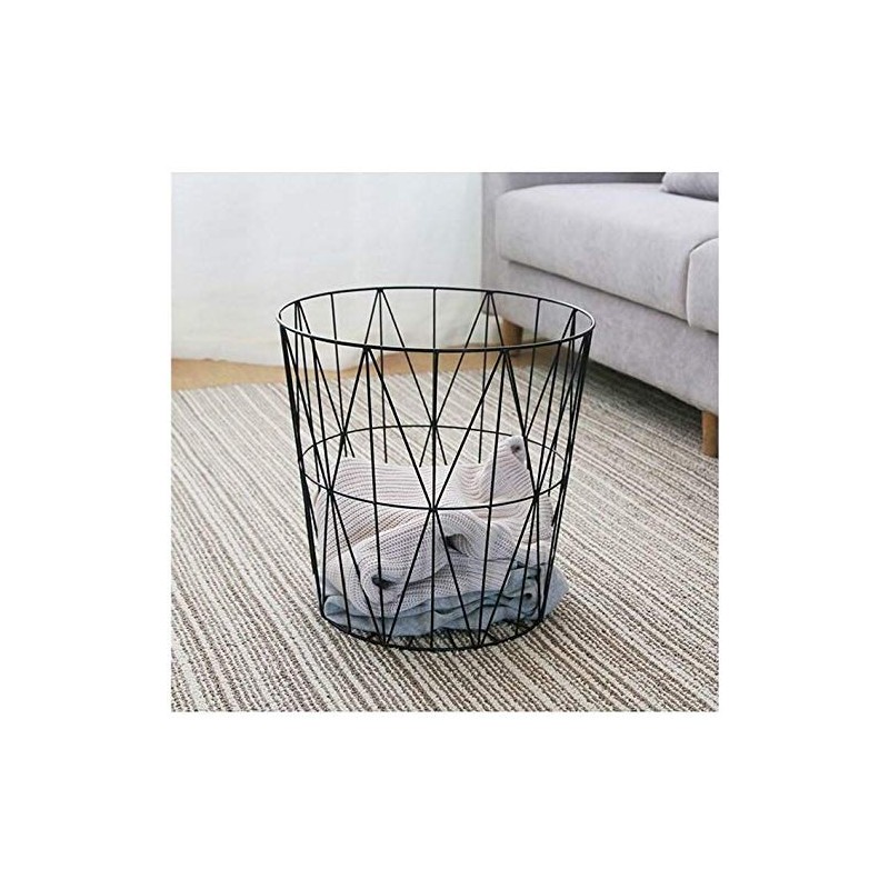 HOMION Modern Round Wire Metal Storage Basket Side Table Bedroom