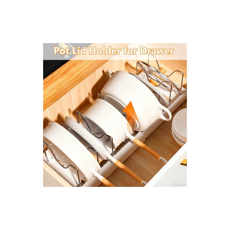 WOPPLXY Set of 2 Pot Lid Holders, Adjustable Set, Pot