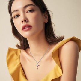 Freesloth American Flag Patriotic Cross Necklace Patriotic independence Day Jewelry American Flag Pendant for Women Men Graduation Gift