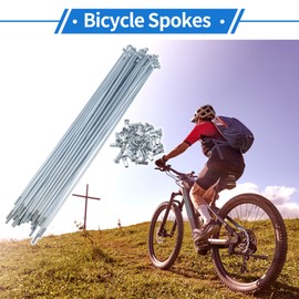 VekAuto 1 Set Bicycle Spokes 12G 220mm Length Bike Wheel Spokes Universal Carbon Steel Galvanized Silver Tone Nipple