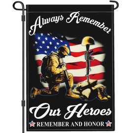 Aroxtms Memorial Day Patriotic Amercian Garden Flag 3Ply 4th of July Yard Flags for Outside 12x18 Inch Double Sided Independence Veterans Day Garden Flag Outdoor House Holiday Decorations