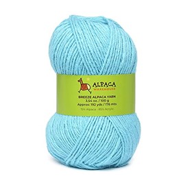Mezcla de lana de alpaca 1 madeja de 100 gramos de peso, suave y perfecto para tejer y ganchillo (Aqua, Worsted Weight)