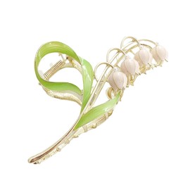 Pink Gold Lily of The Valley Flower Hair Clips, Claw Large Metal Claw Clip,Orchid Clamps,Lily Jaw Clamp Styling Accessories for Thick Thin Clips and Barrettes Hair Clips Hair Accessories Hair Care