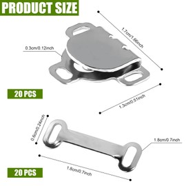 PEUTIER 20 Sets Sewing Hooks and Eyes Closure, 17mm Hook and Eye Closures Sewing Clasp Snaps Fasteners Kit Replacement for Waist Trousers Bra Skirt Dress Pants Clothing DIY Craft (Silver)