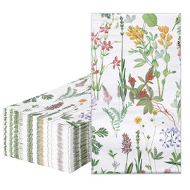 RUSPEPA 50 Pack Wild Flower Guest Napkins - 3 Ply Disposable Seasonal Paper Napkin Dinner Hand Napkins Decorative for Home Kitchen, Bathroom，Party - 13 x 15 Inches
