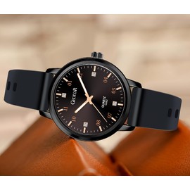 RUYEOOK Quartz Watch, Women's Fashion Casual Wrist Watch with Silicone Band, Rhinestone Markers, Waterproof Sport Watches Gift for Nurse Ladies (G682 Black)