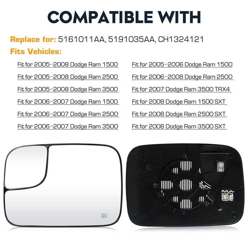 Driver Left Side Mirror Blind Spot Convex Heated Mirror Glass