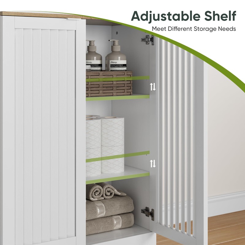Smart FENDEE 66" Tall White Bookcase with Storage Cabinet, Wooden
