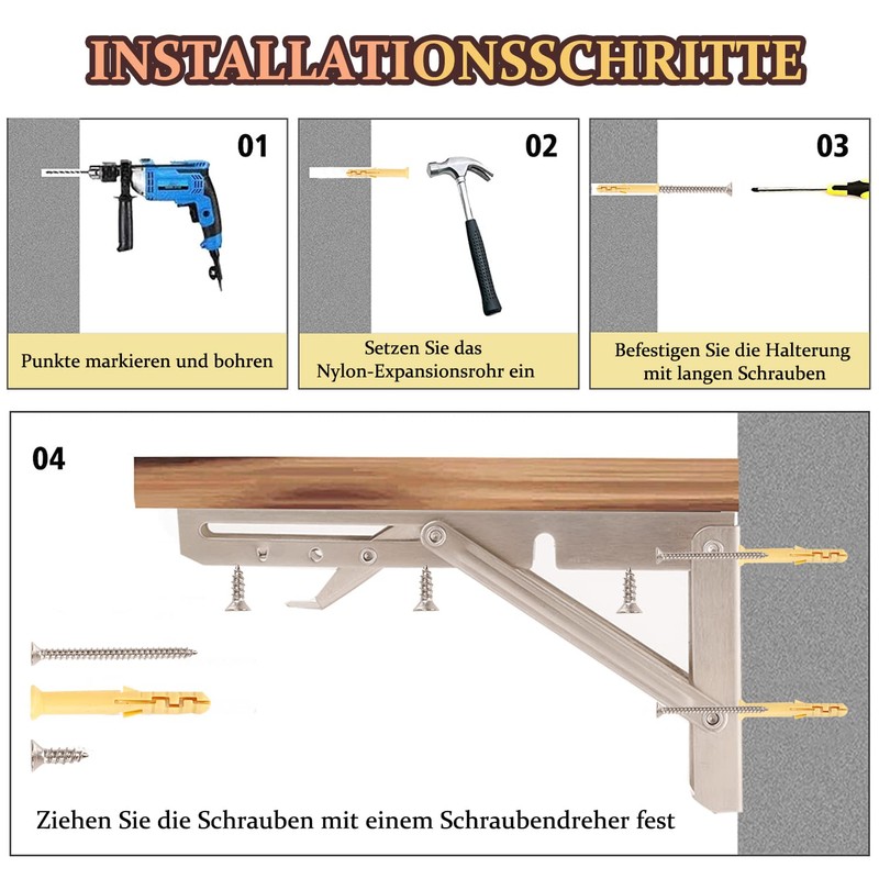 Folding Console Heavy Duty 300 mm - Folding Hinge Pack