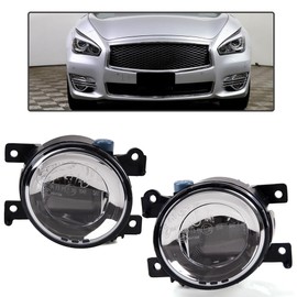 PIT66 LED 2Pack Front Bumper Fog Light Compatible with 16-17 Infiniti Q50 QX50 QX60/15-17 Infiniti QX80 Fog Light Lamp Daylight Assembly Driving Offroad Lamp Smoked Lens