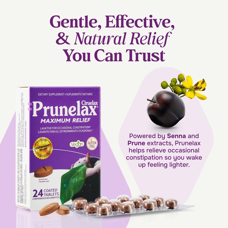 Prunelax Ciruelax Maximum Relief Laxative Tablets with Natural Senna for