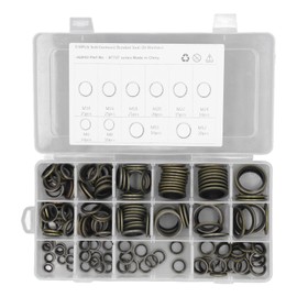 170PCS Set Drain Plug Gasket 10 Sizes Rubber and Metal Oil Drain Plug Gasket Replacement with Storage Box