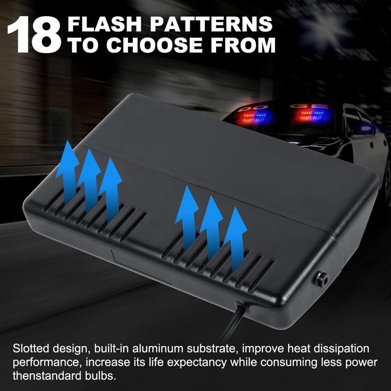 2x7.2 Inch Dash Emergency Strobe Lights 16LED Hazard Flashing Warning