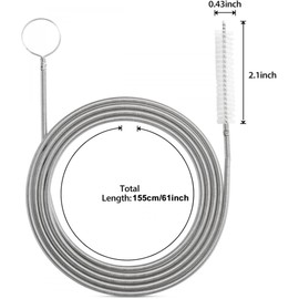 61 in Long Drain Brush - Flexible Feeding Tube Brush Slim Cleaning Brush for Sunroof Drain, AC Drain Line, Hose Pipe - Small Drain Snake Tool