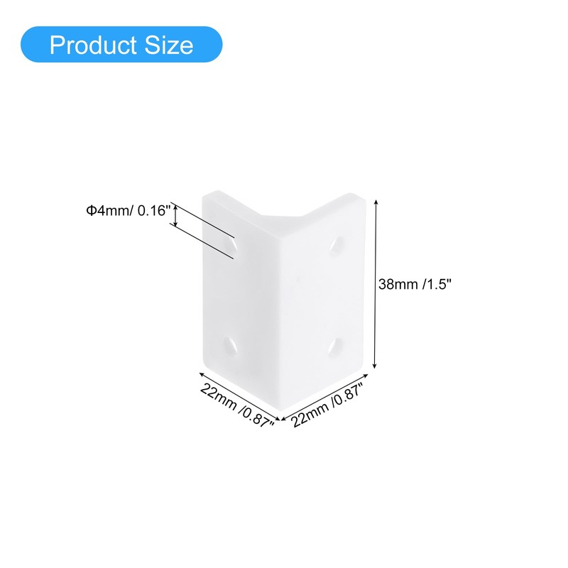 sourcing map 8Pcs 90 Degree Plastic Corner Braces, 22x38x22mm Nylon