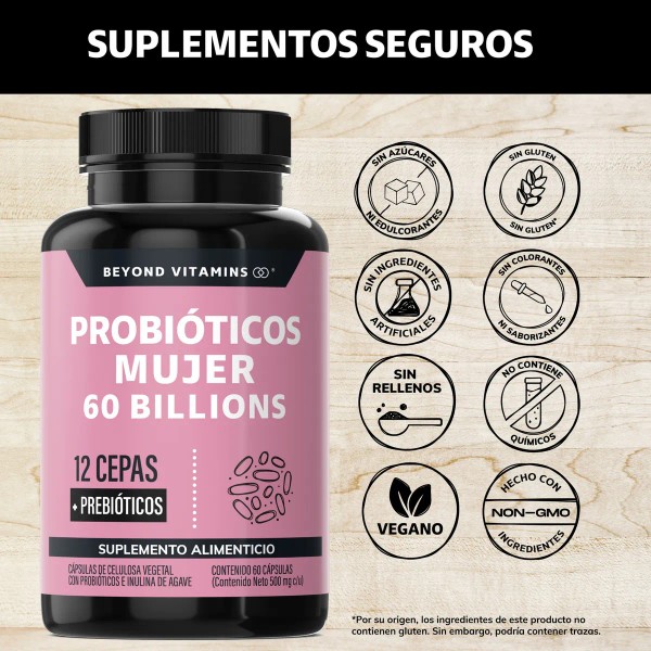 Probiticos Mujer 60 Billion Prebiticos (prebiotic) Inulina de Agave 12