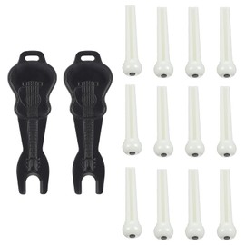 12 Pcs Acoustic Guitar Bridge Pins Plastic String Pins Pegs With 2 Pcs Guitars Bridge Pin Puller Remover Guitar Parts Replacement Tool (White)