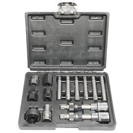 14 Piece Alternator Pulley Remove Kit Free Wheeling Pulley Remover Socket Drills Compatible with Ford Compatible with GM/VW